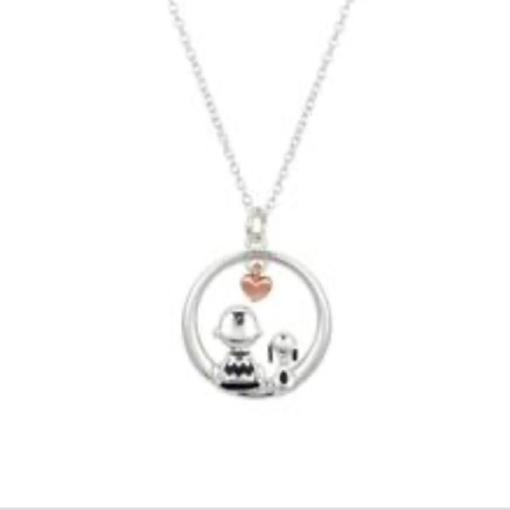 NWT 14K Rose Gold Plated Two-Tone Peanuts "Friends Forever" Pendant Necklace